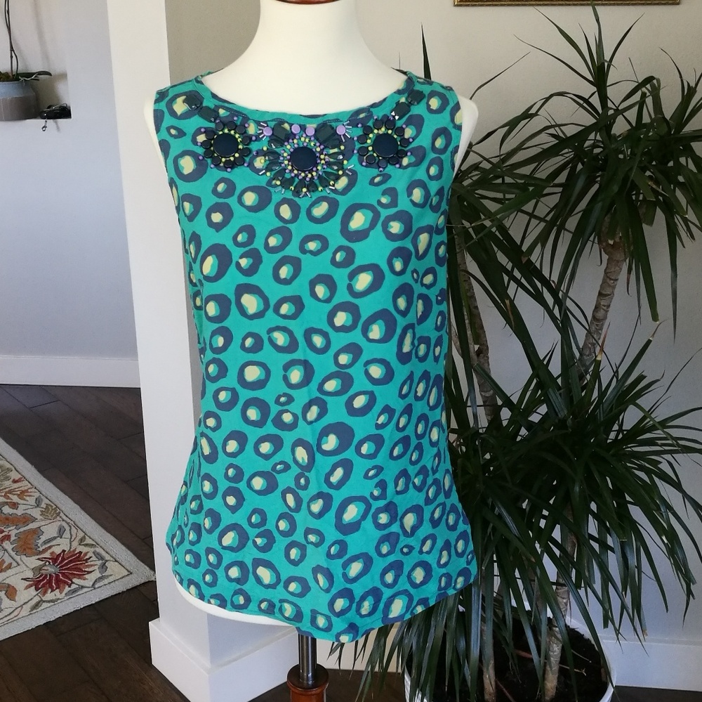 Boden silk tank top blouse with breaded neckline
