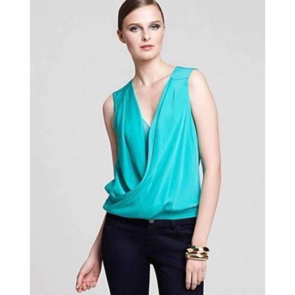 DVF DIANE VON FURSTENBERG Silk Draped Blouse NWT