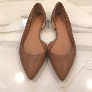 J Crew D'Orsay leather brown flats