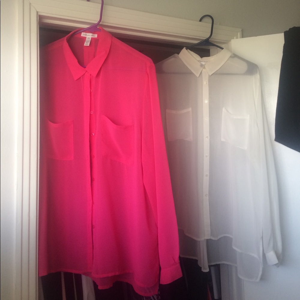 2 ambience shirts. Pink is 1X White is a 2X