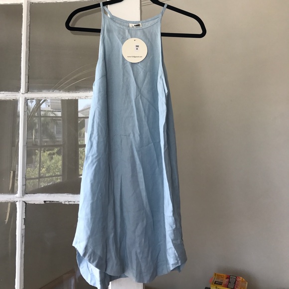 Blue Linen Shift Dress - Picture 1 of 3