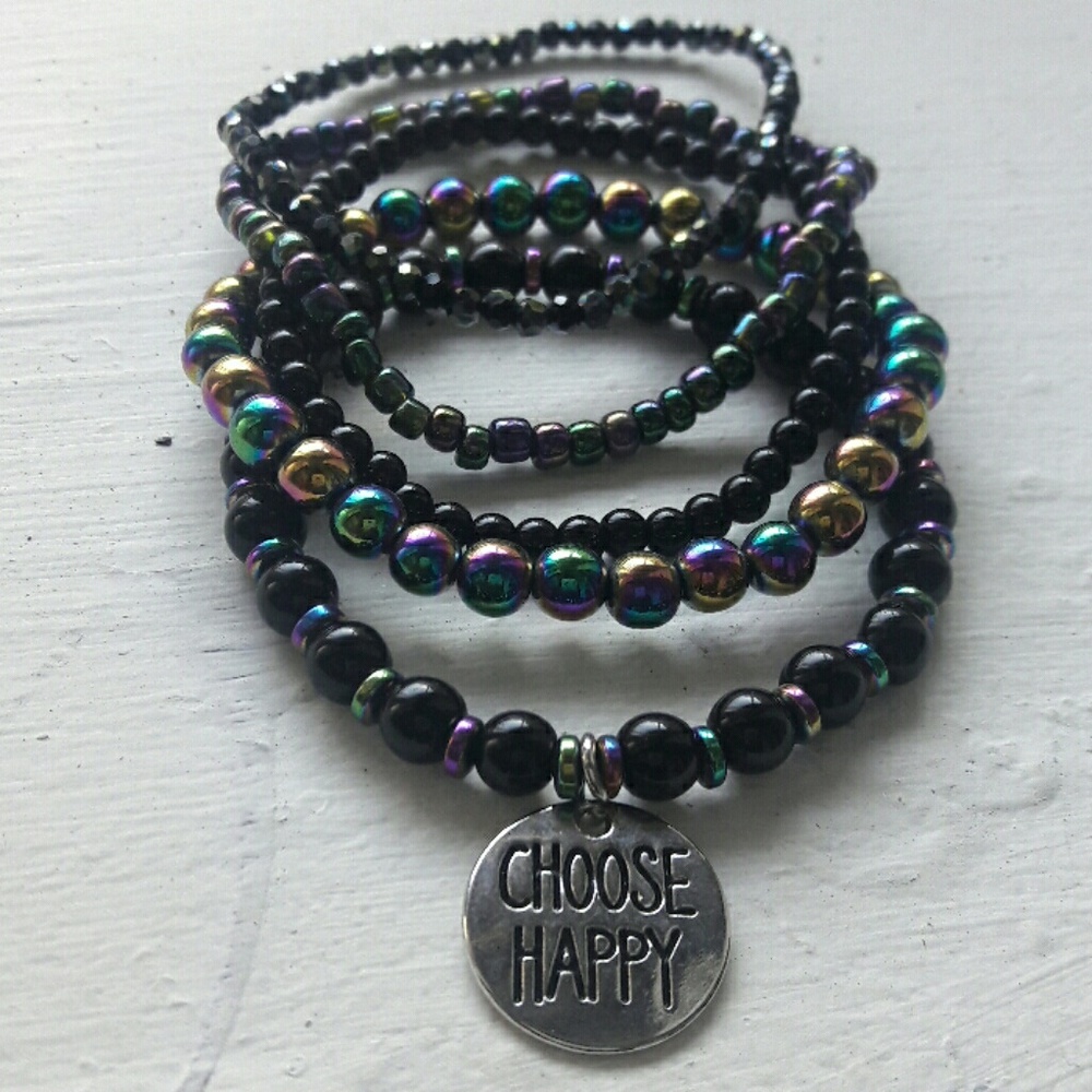 5 piece| Choose Happy Bracelet Set