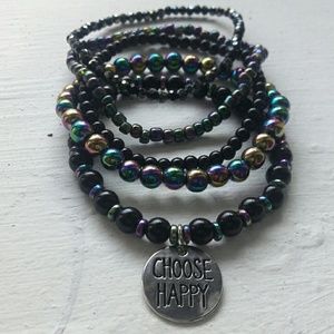 5 piece| Choose Happy Bracelet Set