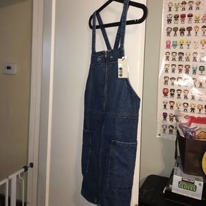 Brand new Topshop Moto Denim overall skirt
