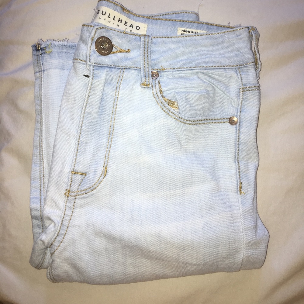 High Waisted Distressed Light Wash Denim Jeans