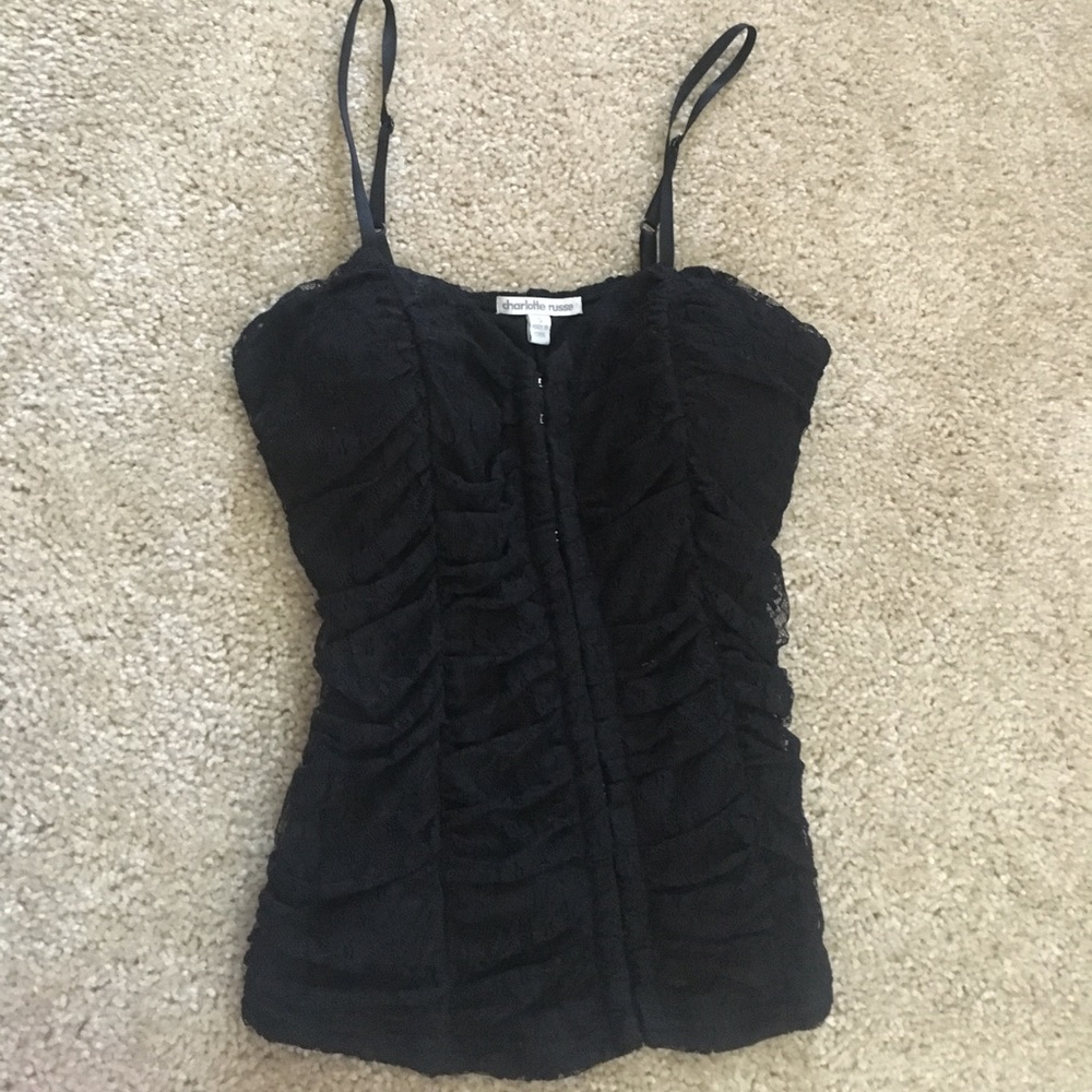 Black Lace Corset Tank Top