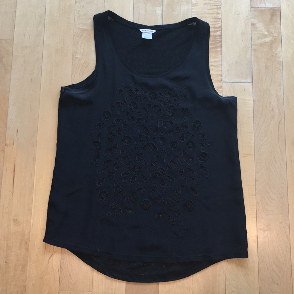 Silk/linen embroidered sleeveless Club Monaco top