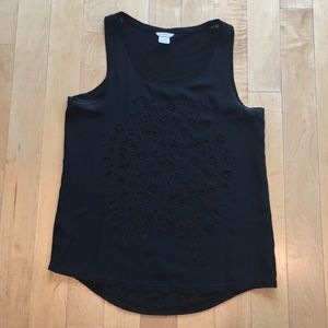 Silk/linen embroidered sleeveless Club Monaco top