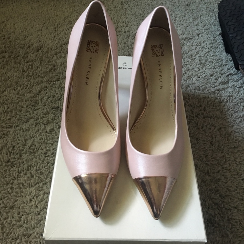 Rose gold heels.