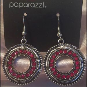 Silver & Red Bling Earrings