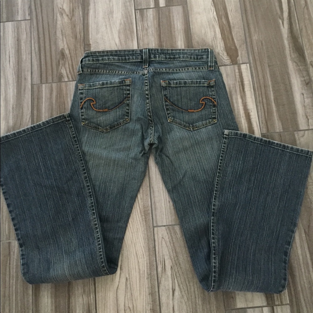 Salt and pepper dark wash flare jeans