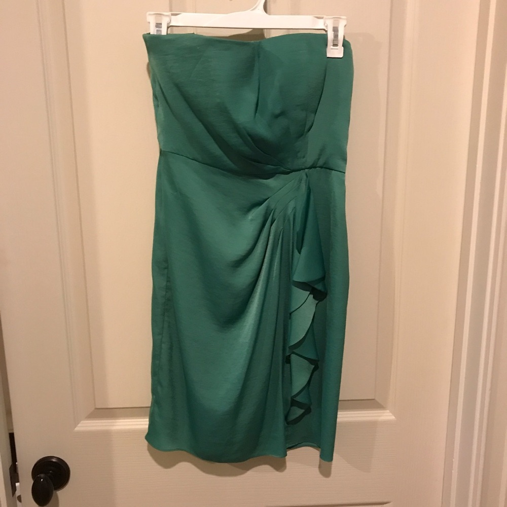 BCBG green strapless cocktail dress