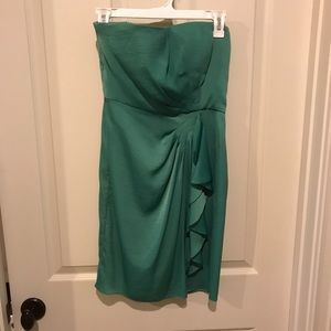 BCBG green strapless cocktail dress