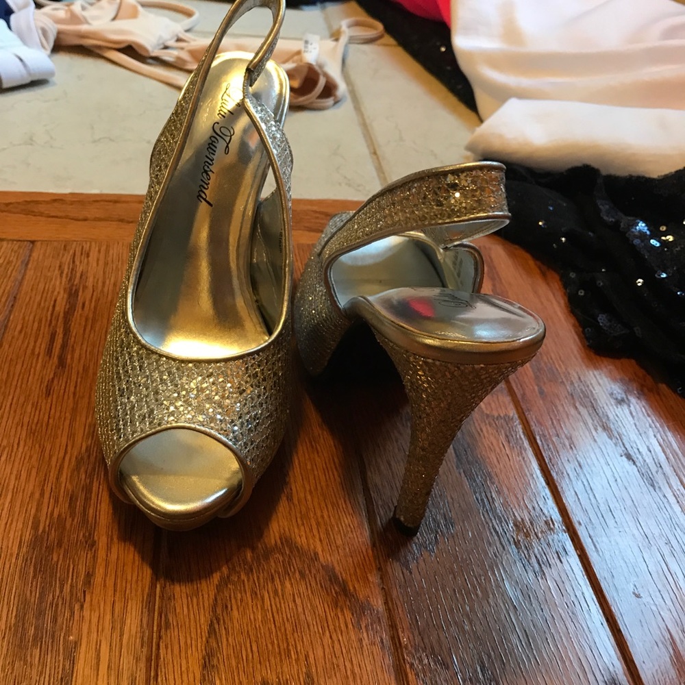 Lulu Townsend Silver Sequin 4" Heels