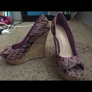 8.5 multi color cork wedges