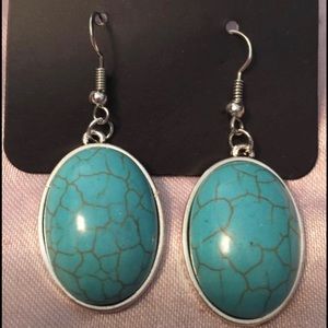 Oval Turquoise Drop Earrings