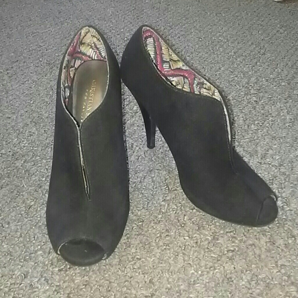 Christian siriano black suede heels