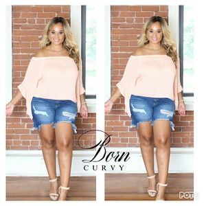 Plus size off the shoulder flutter top!!