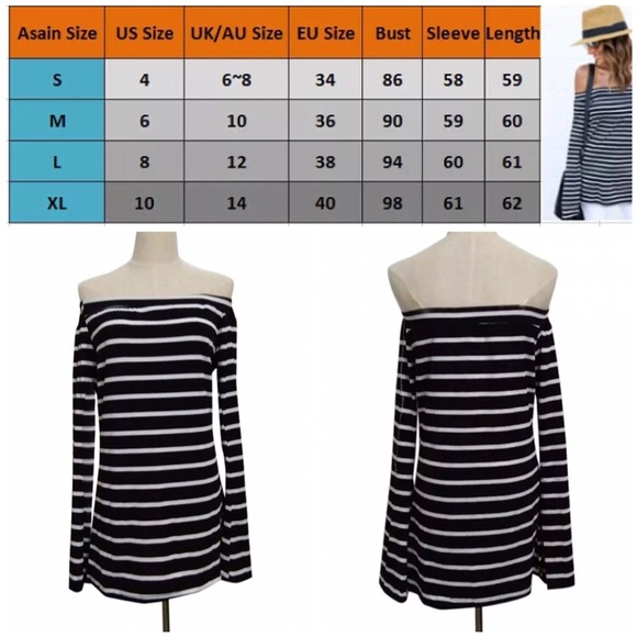 🆕 EMILY Striped Off The Shoulder Tunic Tee - Picture 7 of 8