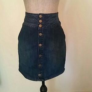 Denim High Waisted Button Up Skirt