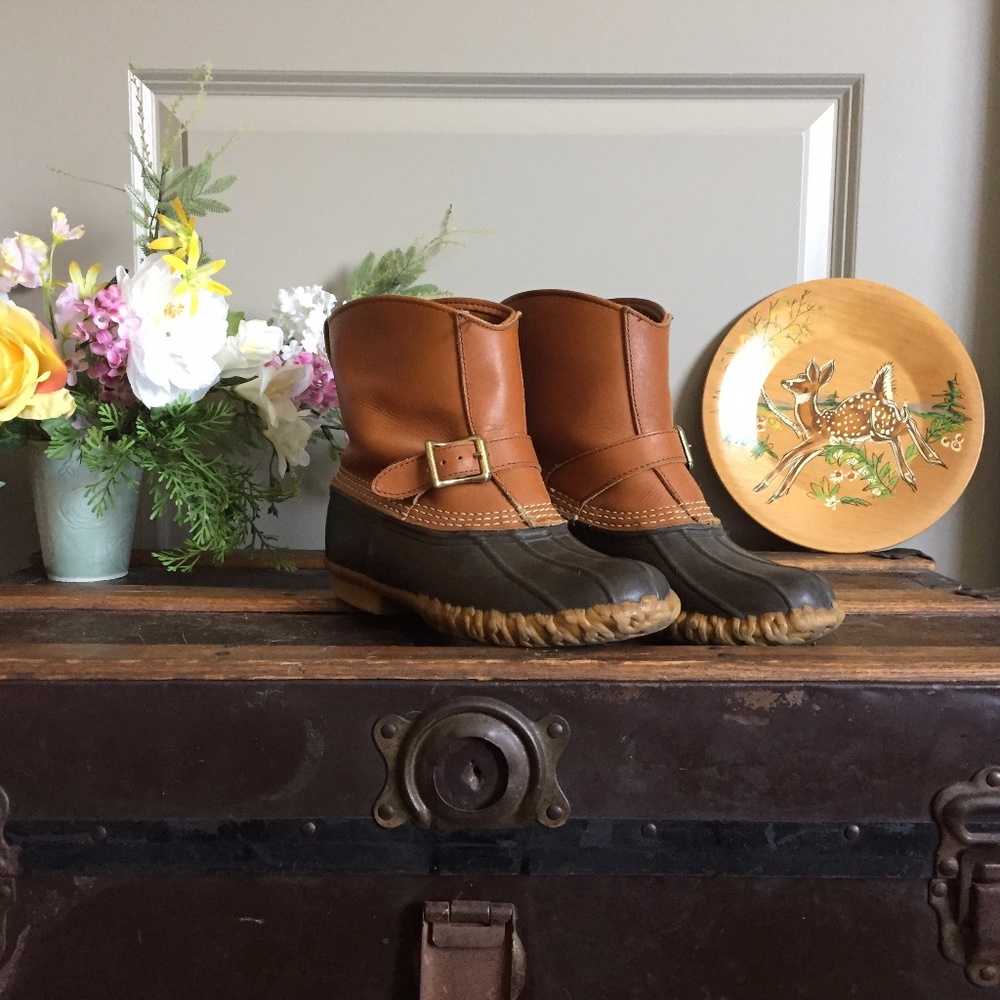 L.L. Bean Leather Lounger Buckle Strap Duck Boots