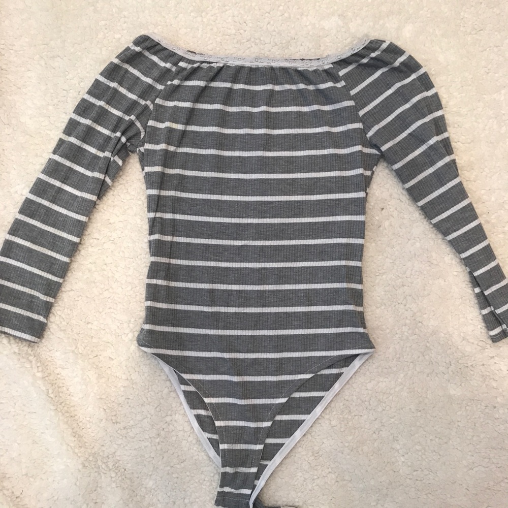 Off the Shoulder Striped Bodysuit