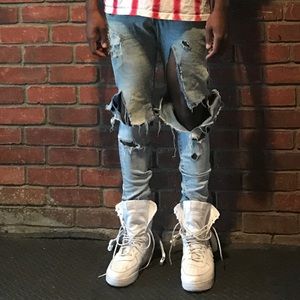 H&M Heavily Destroyed Skinny Jeans Light Indigo