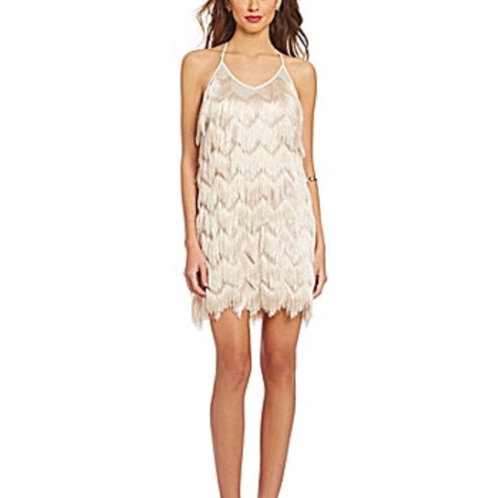 Fringe halter dress