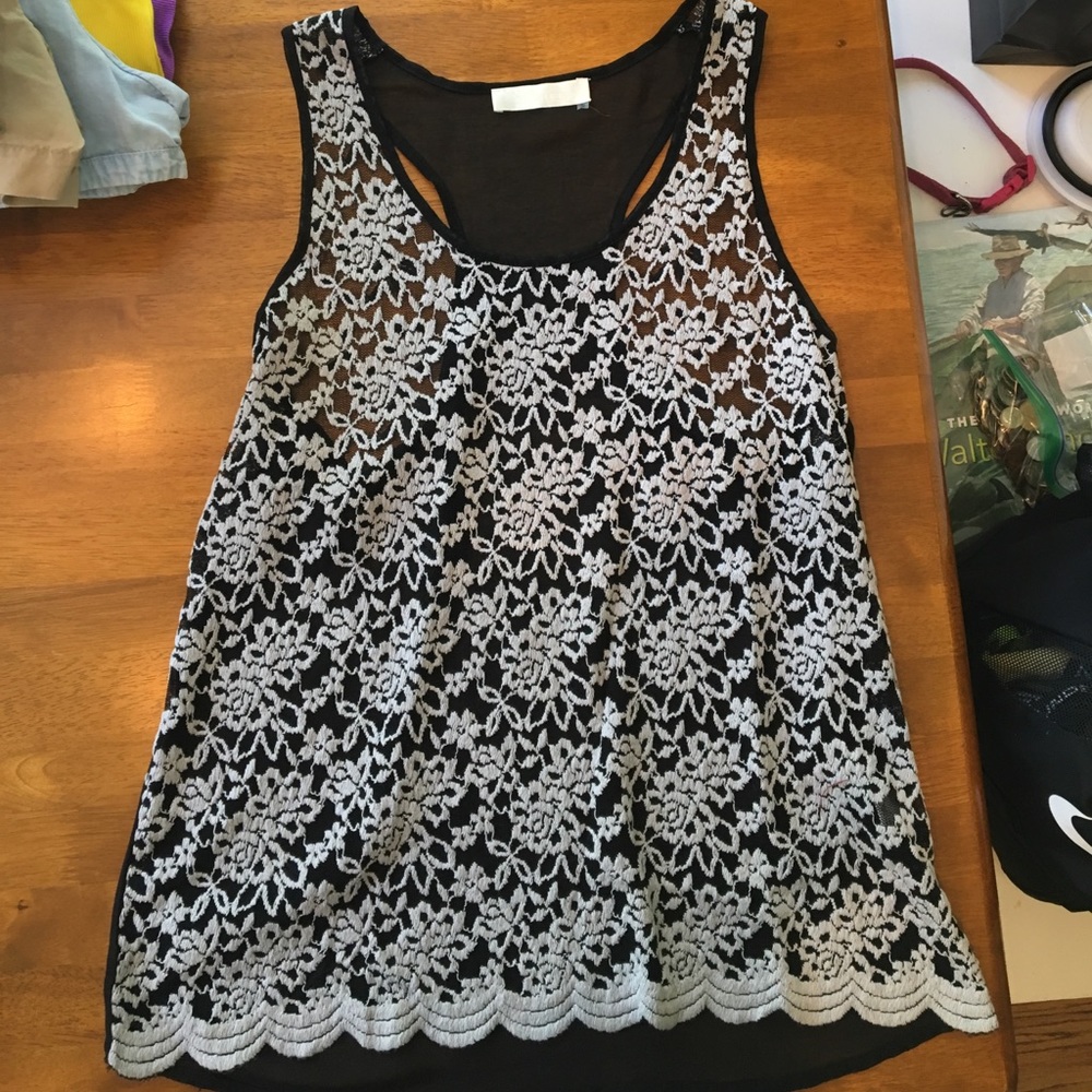Black mesh floral top