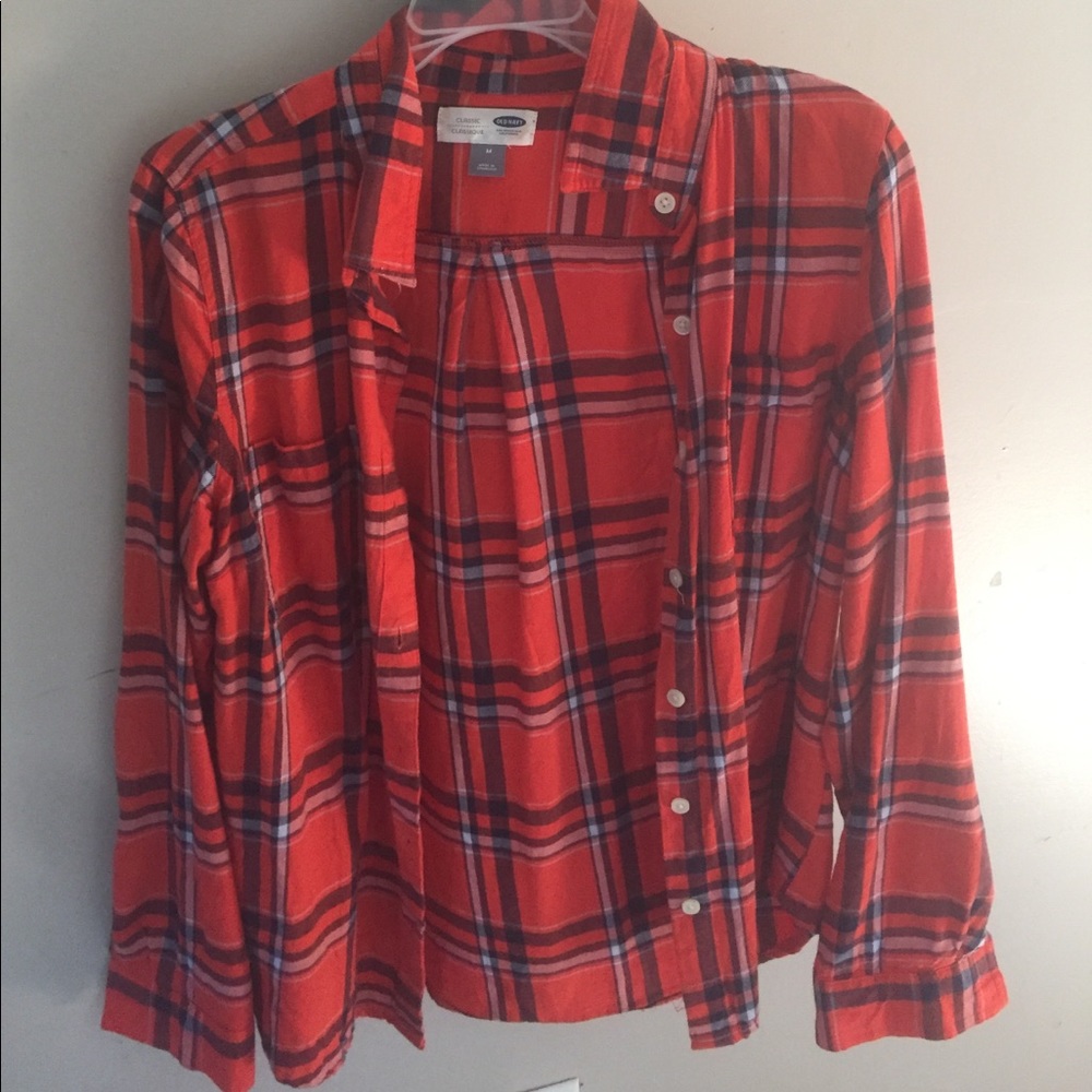 Orange and navy flannel