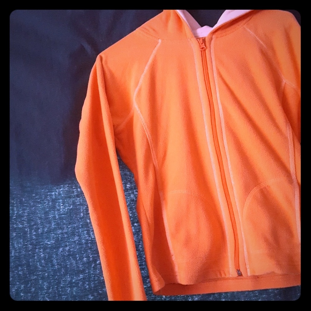 Orange Fleece Zip Up Hoodie