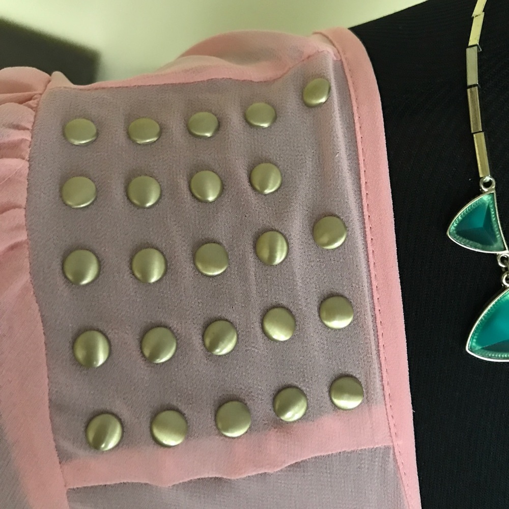 Gold Studded Peach Sheer Blouse - Picture 3 of 3