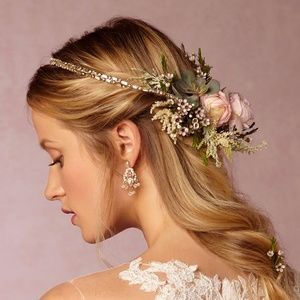 BHLDN Headpiece Hairpiece " Gilt wired wreath"