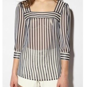 Navy/White striped chiffon top- Urban Outfitters