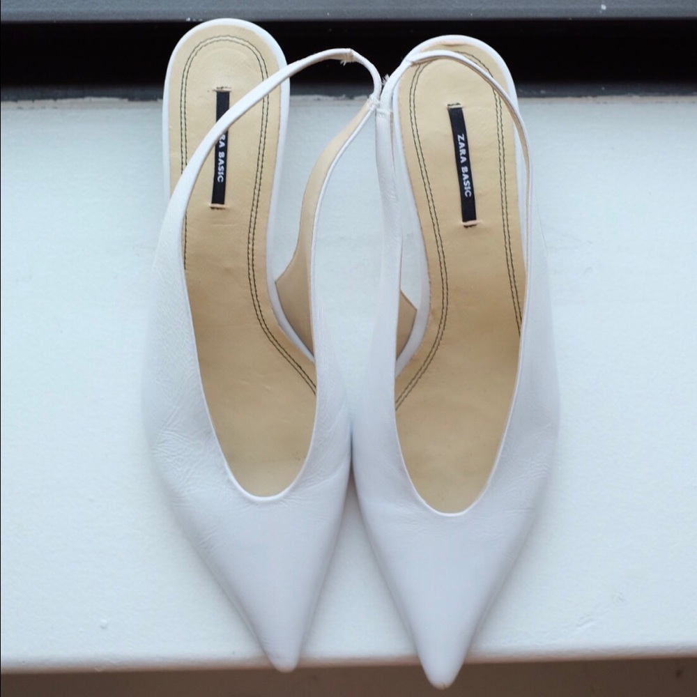 White slingback heels