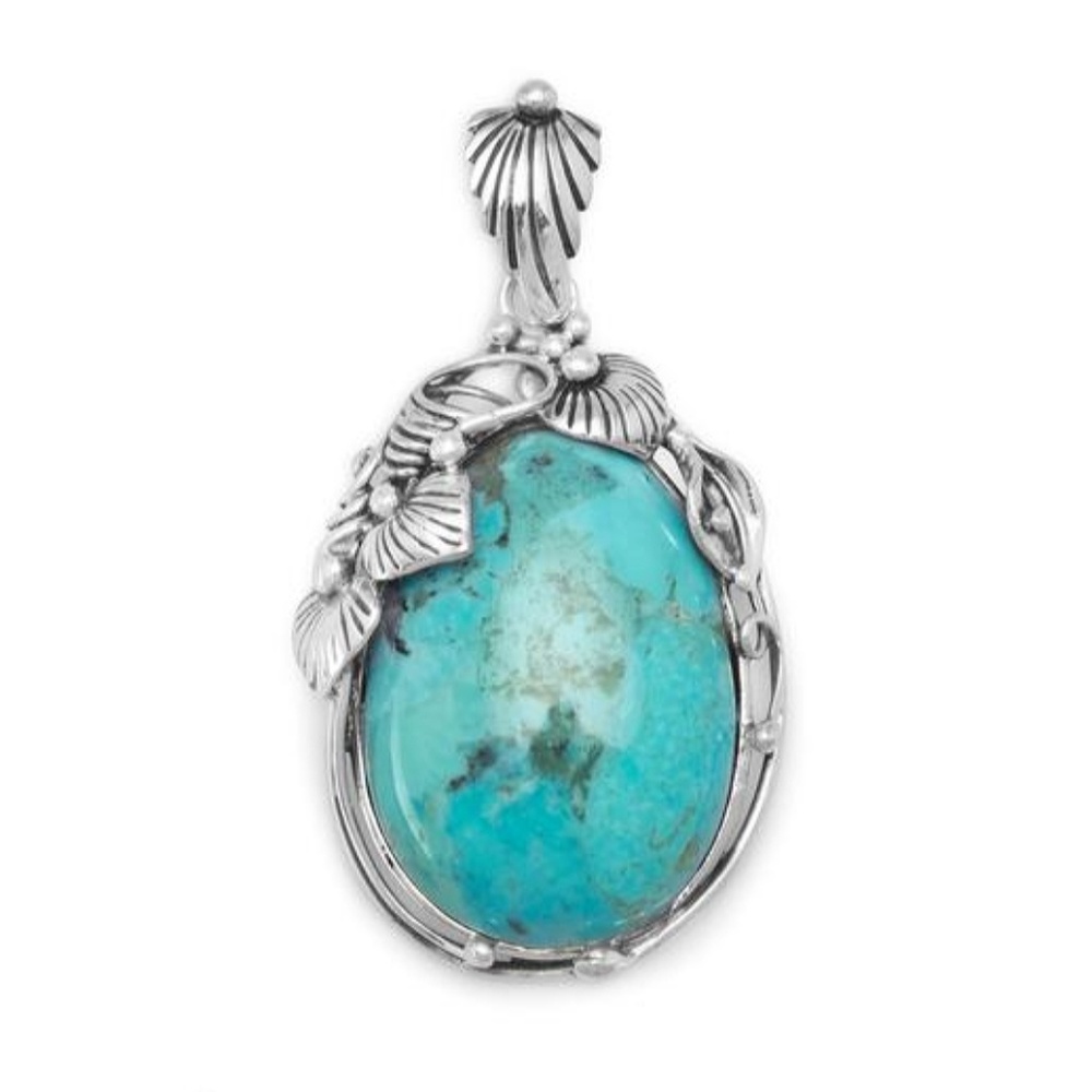 OVAL RECONSTITUTED TURQUOISE PENDANT