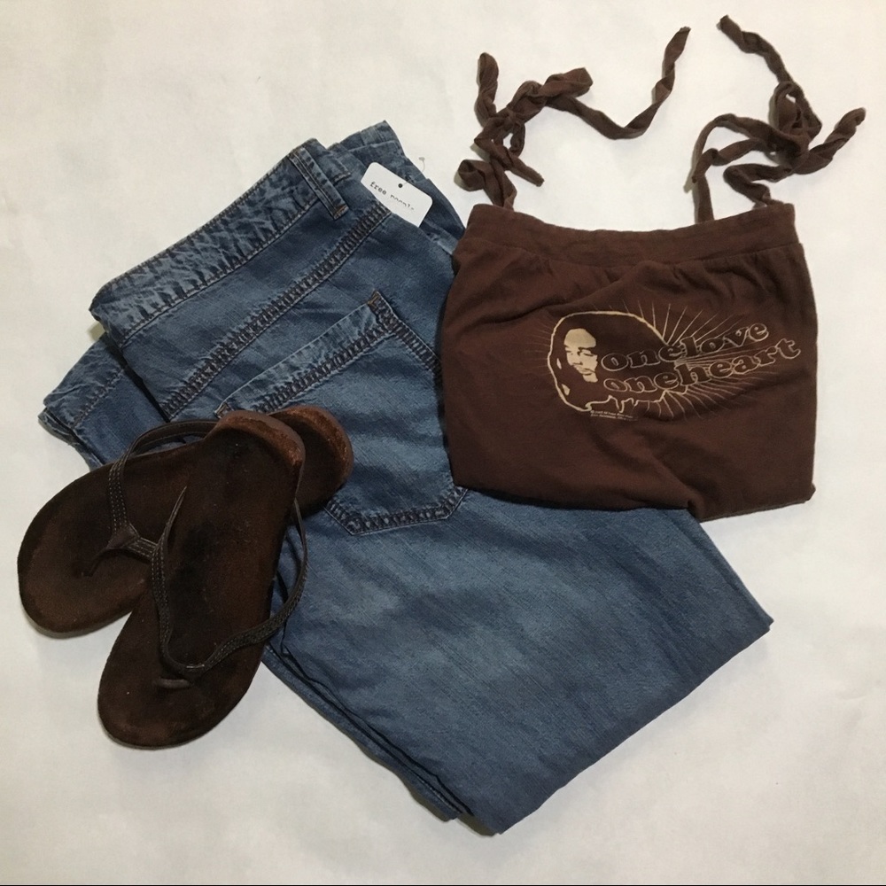 NWT Free People Denim Tencel Flare 28x35