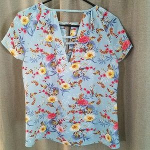 Floral V Neck Blouse