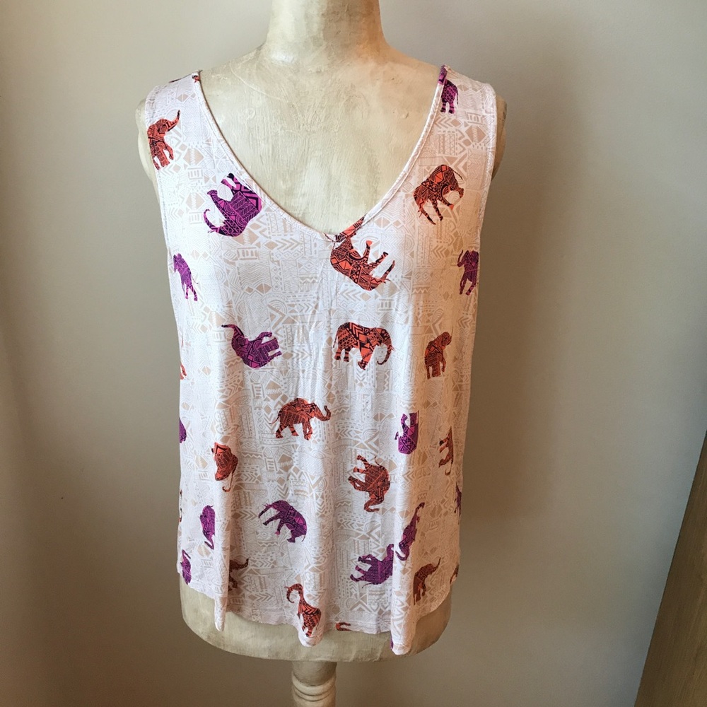 Elephant print tank top with Aztec pattern