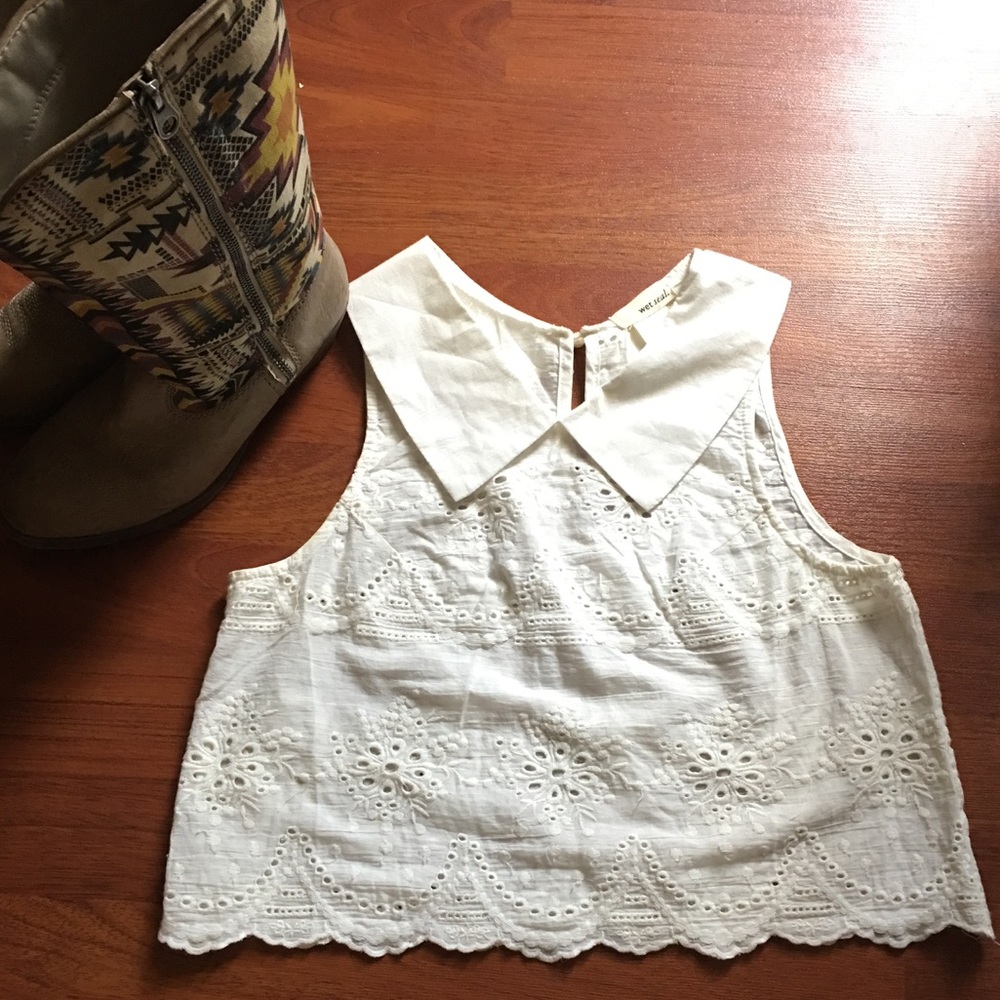 🔥$10 SALE🔥White Collar crop top XS