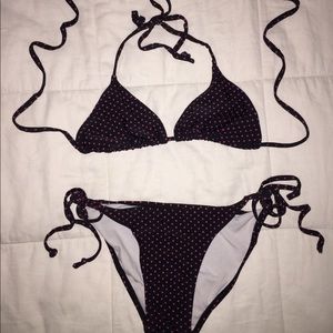 Black and pink polka dot bikini