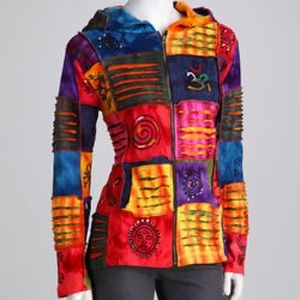 NWOT hippie style zip-up jacket, size Small