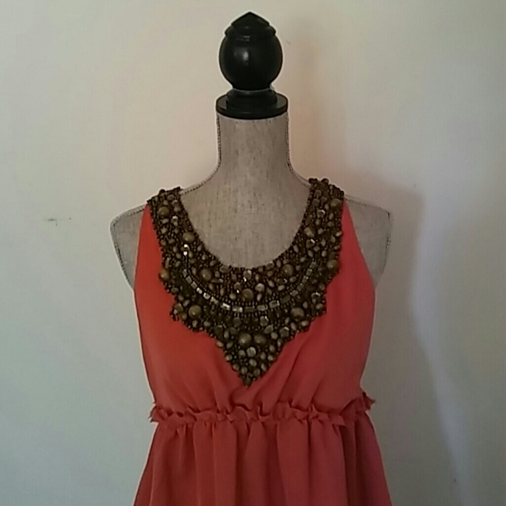 Salmon Colored Beaded Dress