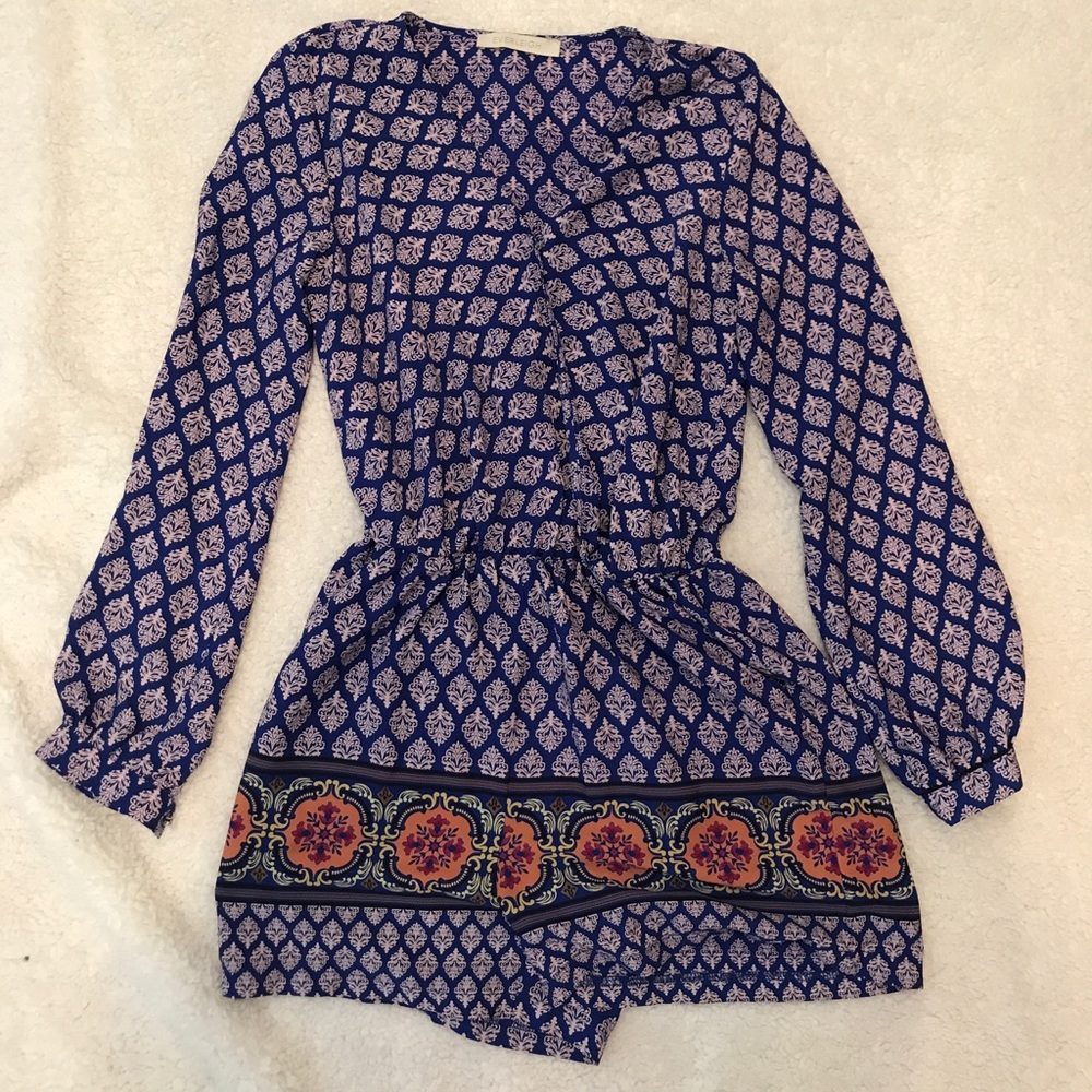 Blue Patterned Romper