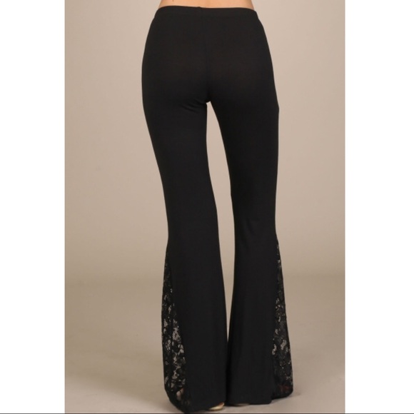 JOSIE Lace bell bottom pants - BLACK - Picture 2 of 3