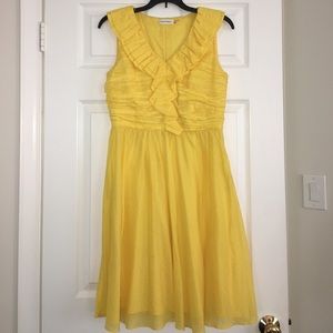 EUC 6P Canary Yellow Calvin Klein Ruffle Dress