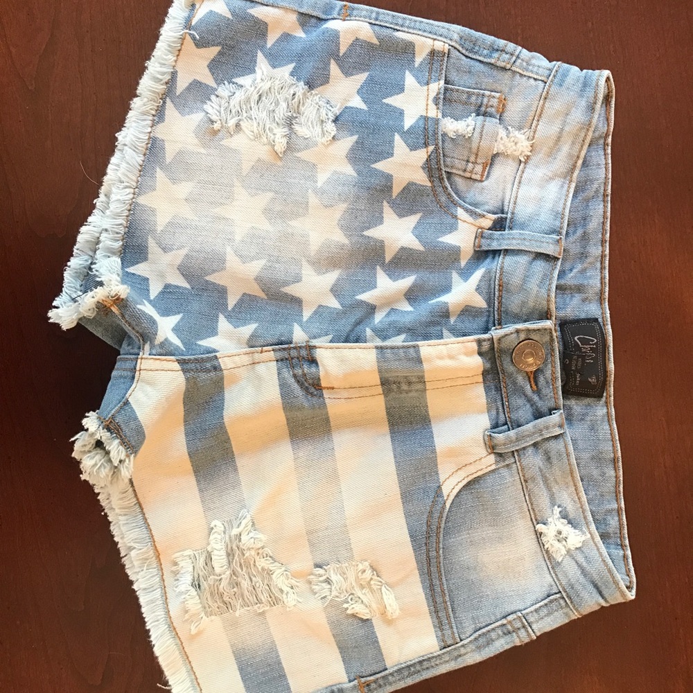 American Flag Jean Shorts - Picture 1 of 2