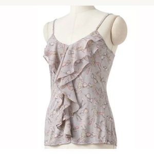 LC Lauren Conrad Purple Floral Ruffle Cascade Top Coquette Balletcore Girly XS