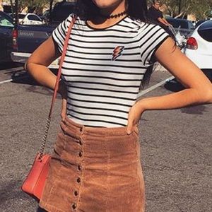 Slim stretchy shirt. Stripped with lightning patch