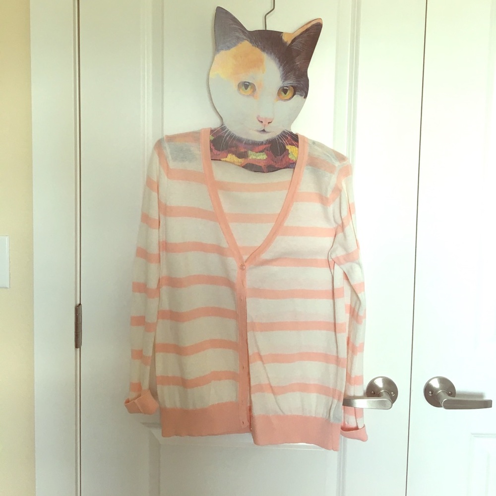 Forever 21 pink and white striped sweater M